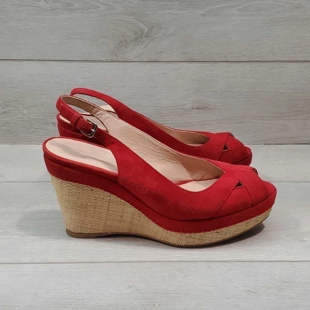 Stuart Weitzman Womens Ankle Suede Slingback Wedge Sandals shoes sz 7.5M - Picture 3 of 13